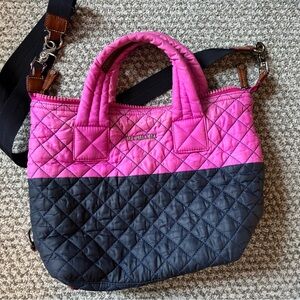 MZ Wallace Quilted Pink and Black Two-Tone Tote